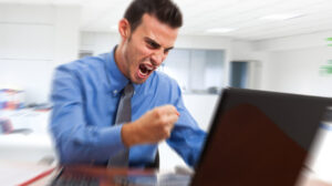 a guy screaming at a broken business website