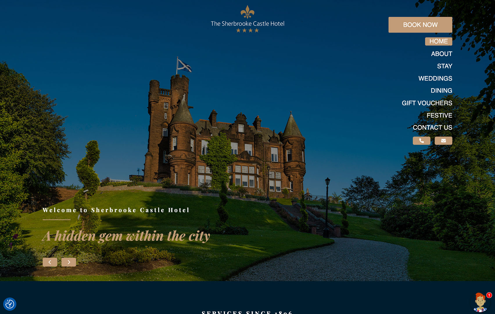 Sherbrooke Castle Hotel website design display image for website development