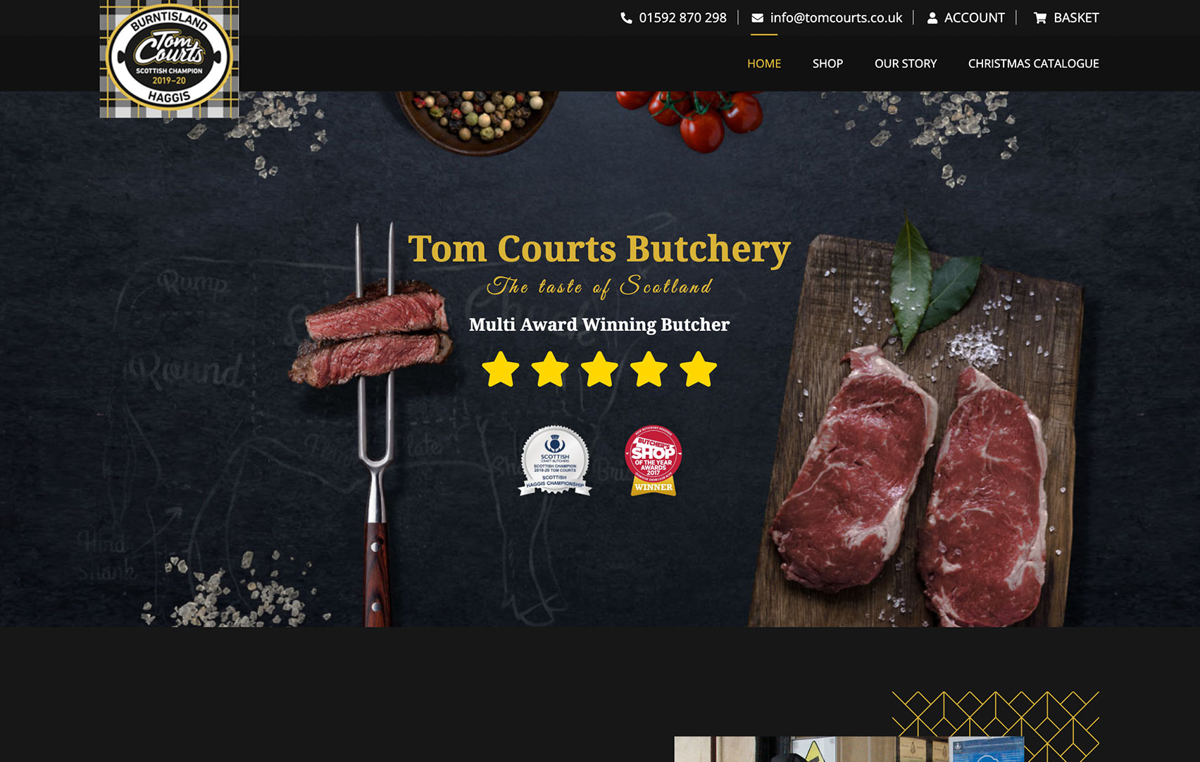 Tom Courts Butchery website design display image for website development